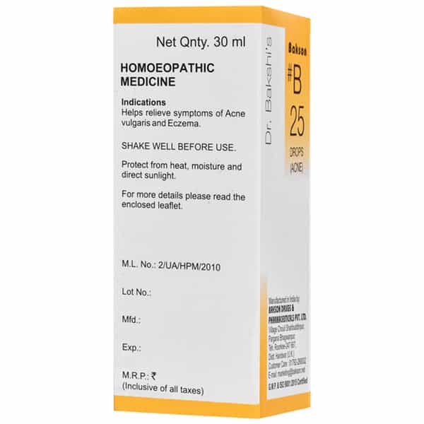 Dr Bakshi's Bakson Homoeopathy B25 Acne Drops 30 Ml