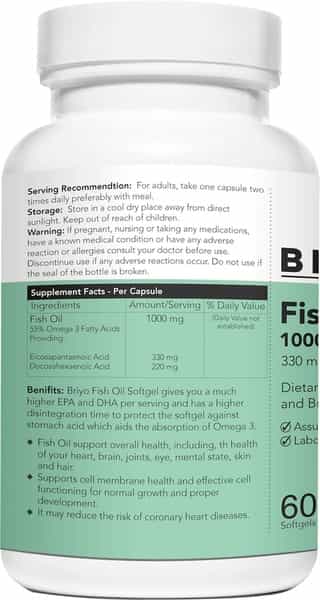 Briyo Fish Oil 1000 Mg - Triple Strength- 550 Mg Omega 3