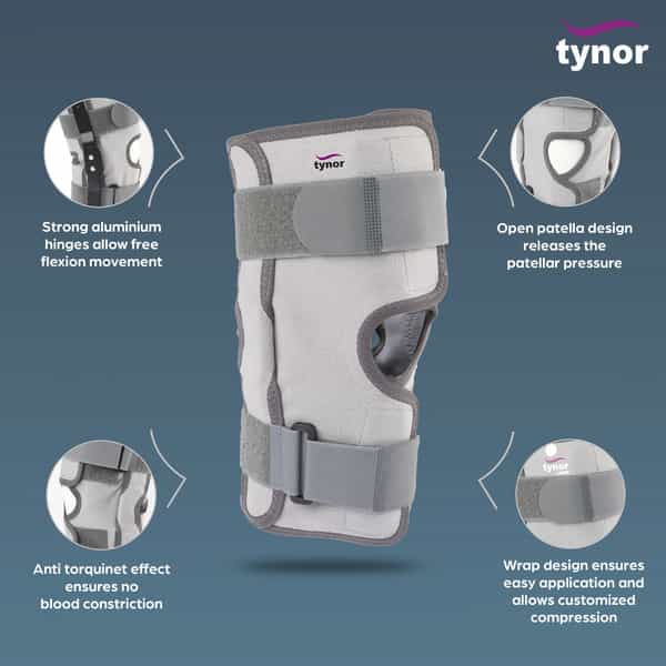 Tynor Functional Knee Support Grey Medium 1 Unit