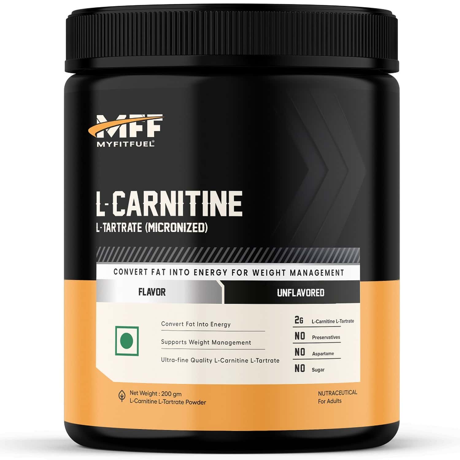 Myfitfuel L-carnitine L-tartrate (0.44 Lbs) 200 Gm (unflavored)| Fat Loss | Weight Management
