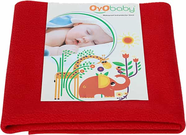 Oyo Baby Waterproof Bed Protector Baby Dry Sheet Medium Red (70 Cm X 100 Cm)