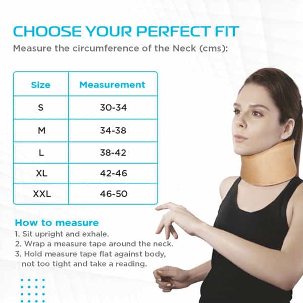 Vissco Cervical Collar Soft | Neck Support For Cervical Spine & Pain Relief - Medium (Beige)