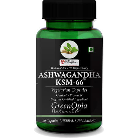Greenopia Ashwagandha Ksm 60 Vegetarian Capsules | With Ksm-66 Root Extract
