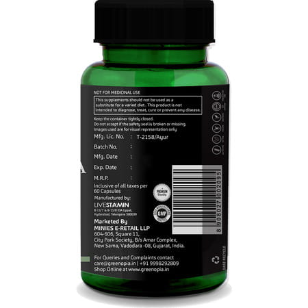 Greenopia Ashwagandha Ksm 60 Vegetarian Capsules | With Ksm-66 Root Extract