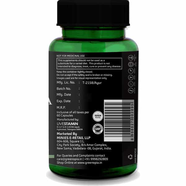 Greenopia Ashwagandha Ksm 60 Vegetarian Capsules | With Ksm-66 Root Extract