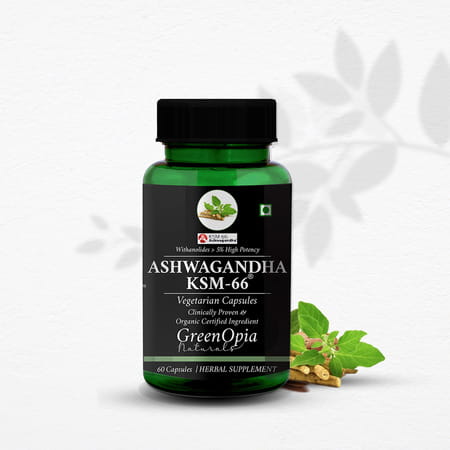 Greenopia Ashwagandha Ksm 60 Vegetarian Capsules | With Ksm-66 Root Extract