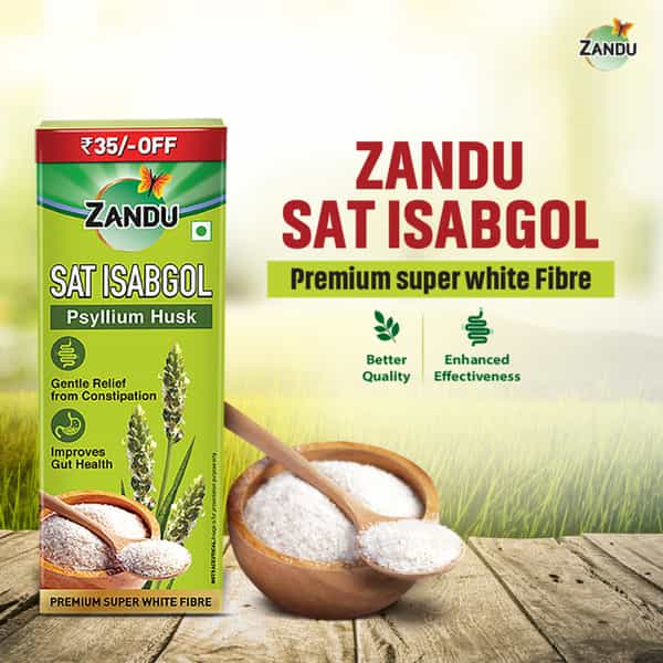 Zandu Sat Isabgol Psyllium Husk 100Gm
