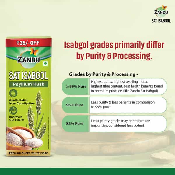 Zandu Sat Isabgol Psyllium Husk 100Gm
