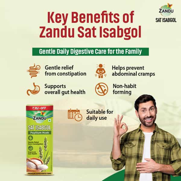 Zandu Sat Isabgol Psyllium Husk 100Gm
