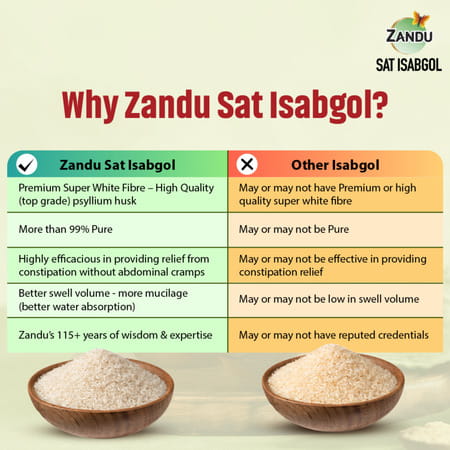 Zandu Sat Isabgol Psyllium Husk 100Gm