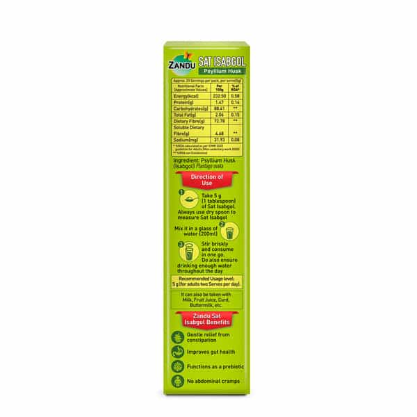 Zandu Sat Isabgol Psyllium Husk 100Gm