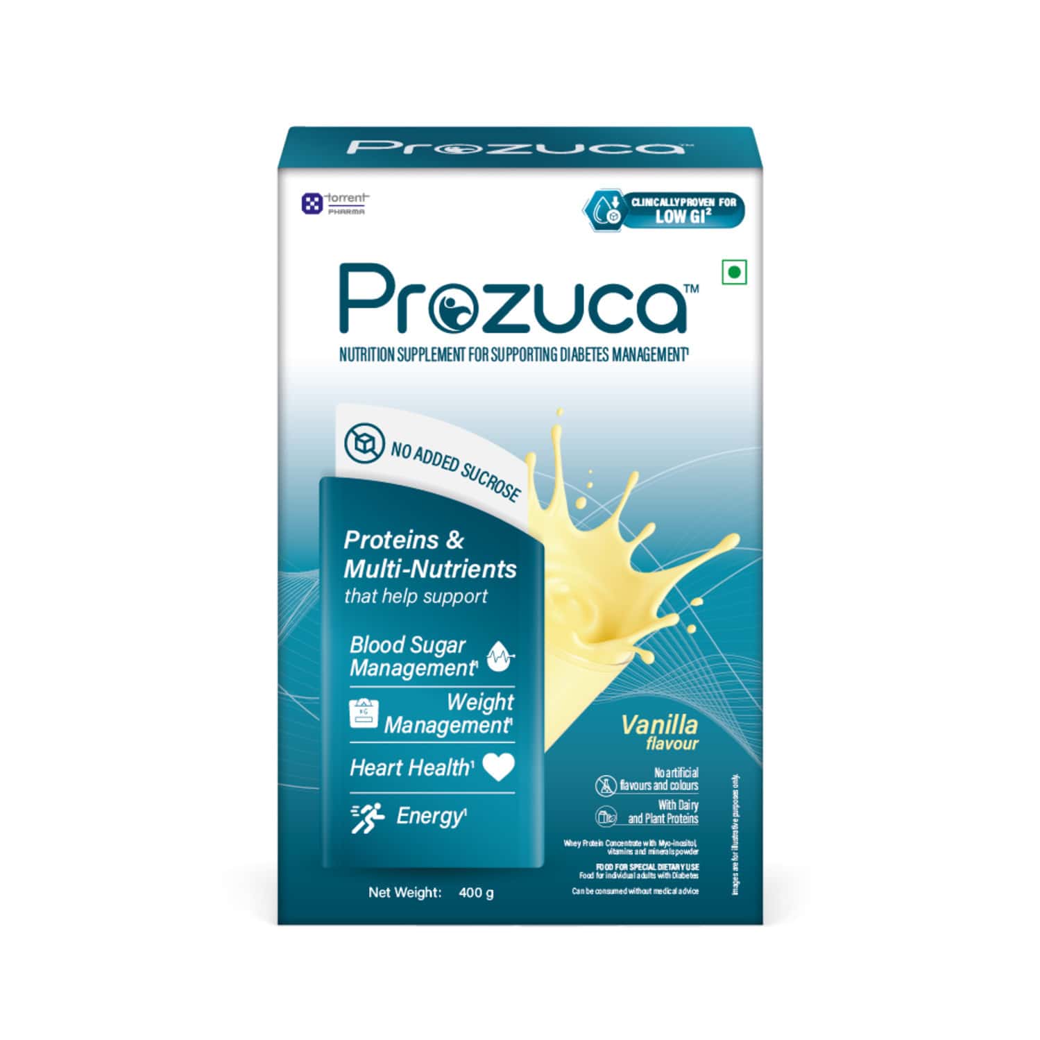 Prozuca Supplement For Diabetes Management With High Dairy & Plant Protein | High Fibre Vanilla 400g