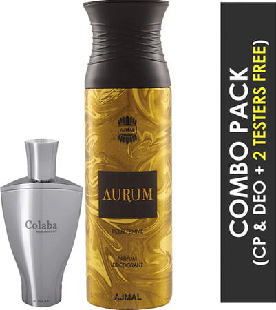 Ajmal Colaba Mukhallat Cp Attar 14ml For Unisex And Aurum Femme Deodorant 200ml For Women