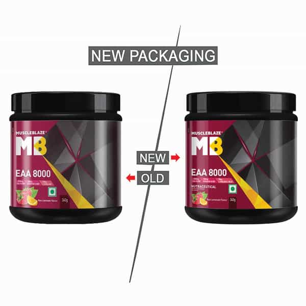 Muscleblaze Eaa 8000|8000Mg Eaas & 1000Mg Hydration Blend & 750Mg L-Citrulline|Razz Lemonade | 340G