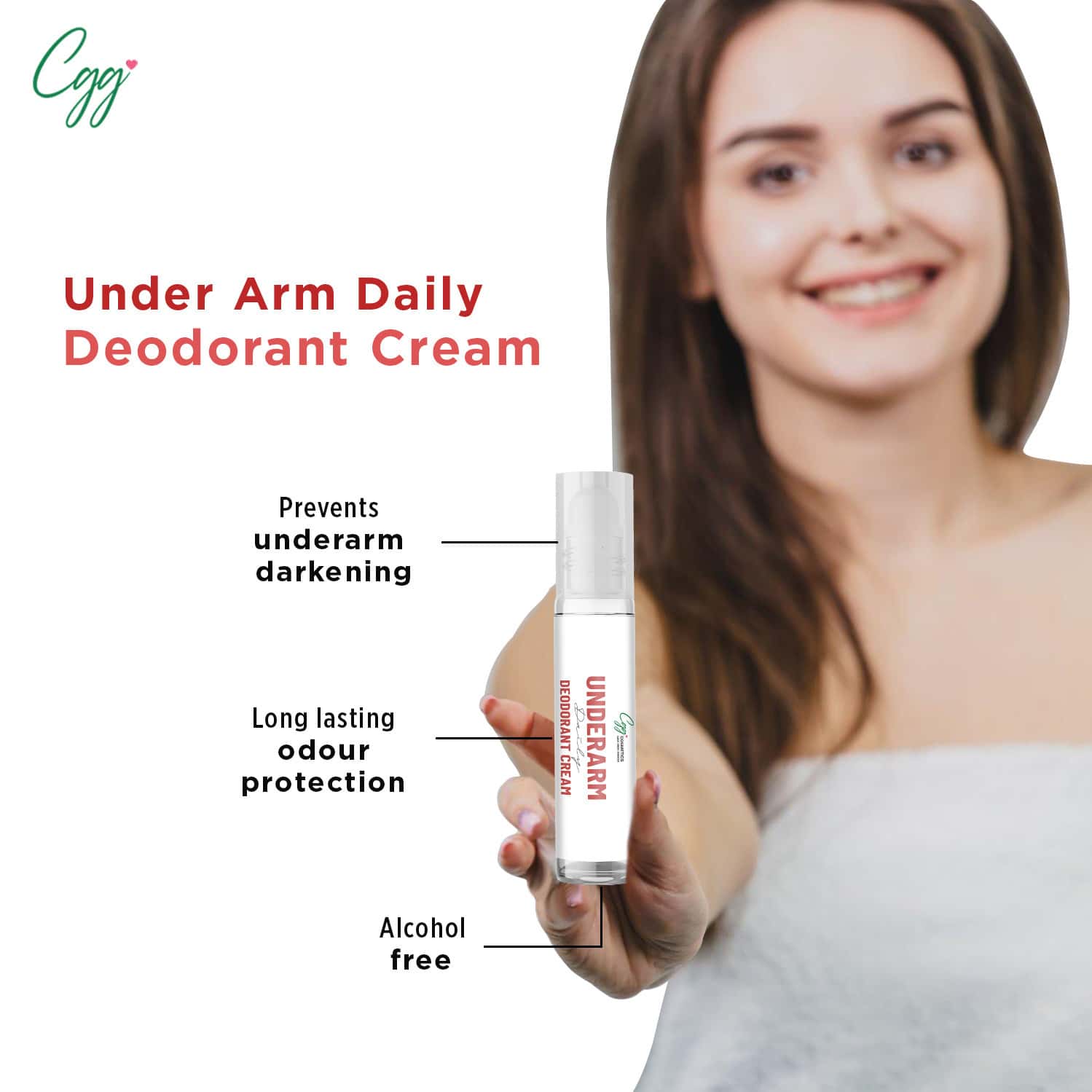 Buy CGG COSMETICS UNDERARM DAILY DEODORANT CREAM ROLL ON 10 ML Online
