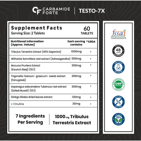 Carbamide Forte Testosterone Supplement Tribulus Terrestris 1000mg 60 Tablets