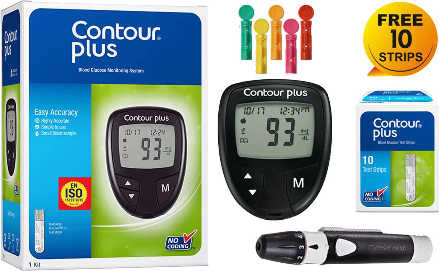 Contour Plus Glucometer Kit (With Free 10 Strips)