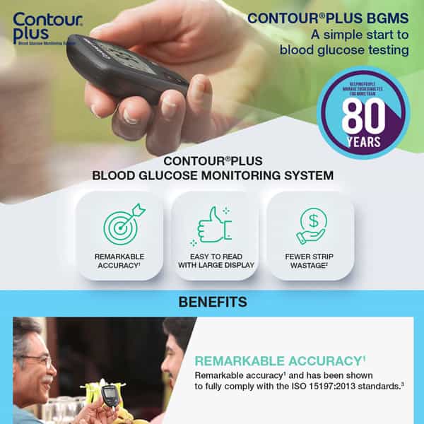Contour Plus Glucometer Kit (With Free 10 Strips)