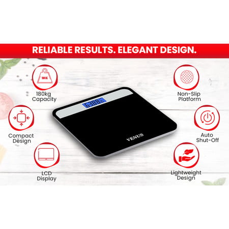 Venus (India) Electronic Digital Personal Bathroom Weight Machine | Upto 180kg | Eps-2799 Silver