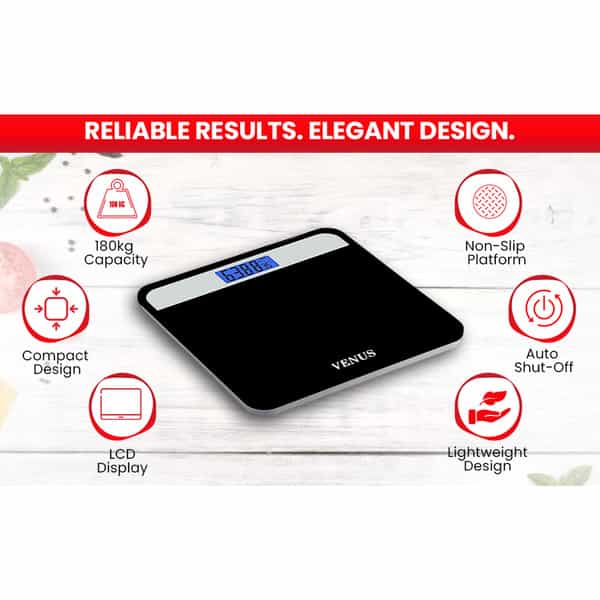 Venus (India) Electronic Digital Personal Bathroom Weight Machine | Upto 180Kg | Eps-2799 Silver