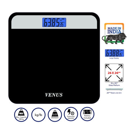 Venus (India) Electronic Digital Personal Bathroom Weight Machine | Upto 180kg | Eps-2799 Silver