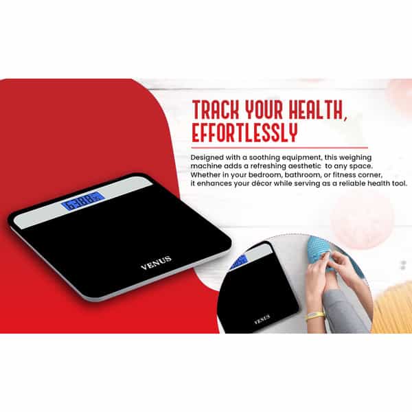 Venus (India) Electronic Digital Personal Bathroom Weight Machine | Upto 180Kg | Eps-2799 Silver