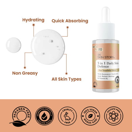 The Skin Story Daily Skin Defence Serum With Hyaluronic | Retinol For Age Spots | Fine Lines 40ml