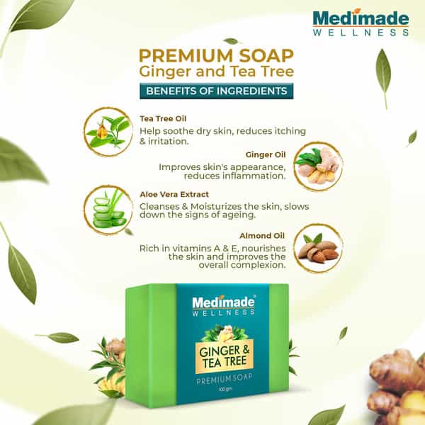Medimade Ginger & Tea Tree Premium Soap - 100 Gm X 3 ( Pack Of 3 )