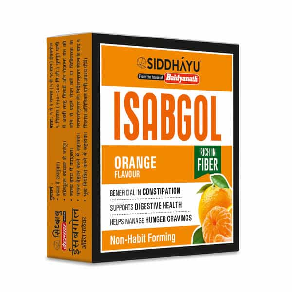 Baidyanath Asli Ayurved Orange Isabgol Psyllium Husk Powder 50Gm | Effectively Relieves Constipation