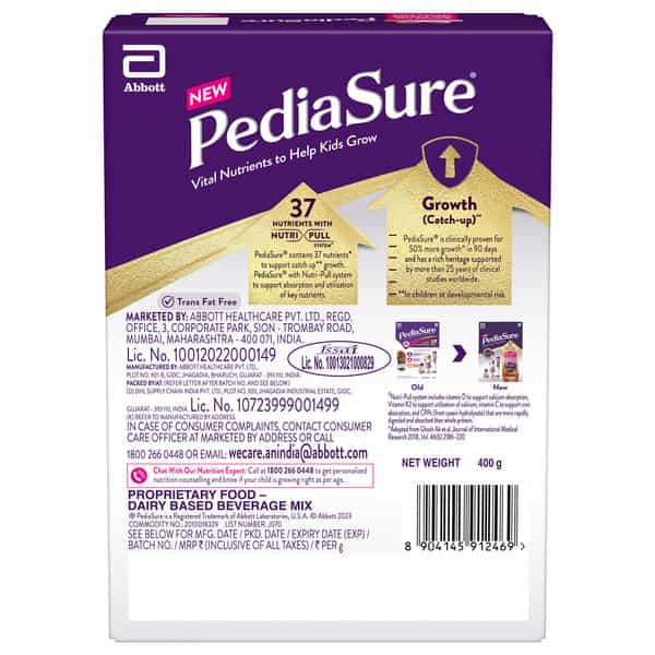 Pediasure Complete Balanced Nutrition To Help Kids Grow - 400 Gm (Chocolate)- Box