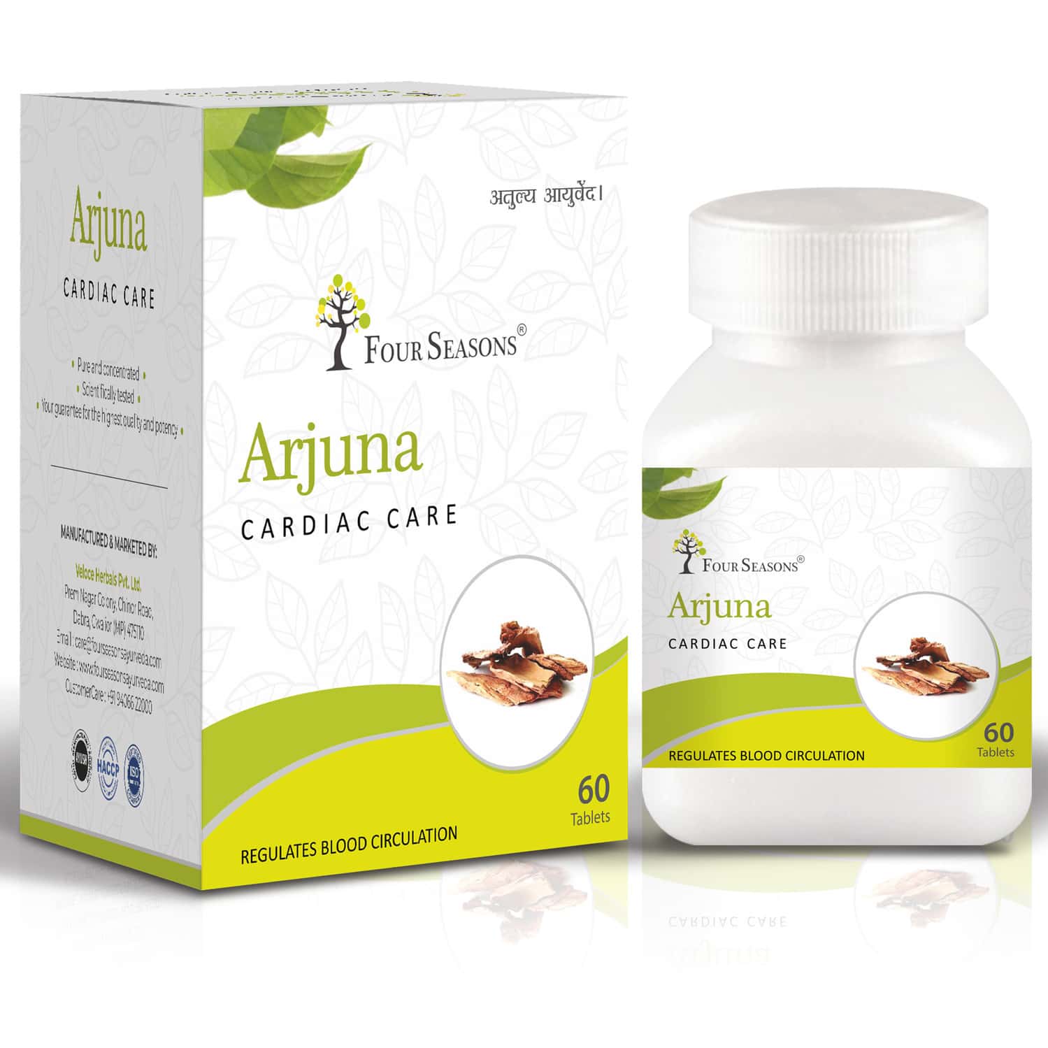 Four Seasons Arjuna Tablet - 60 Tabs | Heart & Bone Health | Cholesterol Level & Blood Pressure