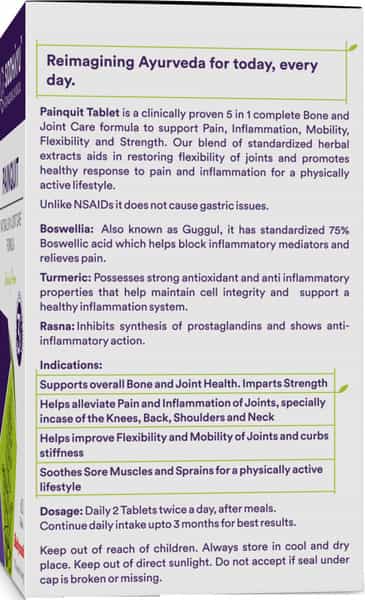 Siddhayu Painquit Tablet (By Baidyanath) Ayurvedic Pain Relief Supplement For Bones & Joints 60Tab