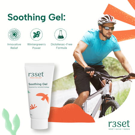 R3set Natural Pain Relief Soothing Gel | Best For Muscle Back Knee Neck Nerve Joint Pain - 50gm
