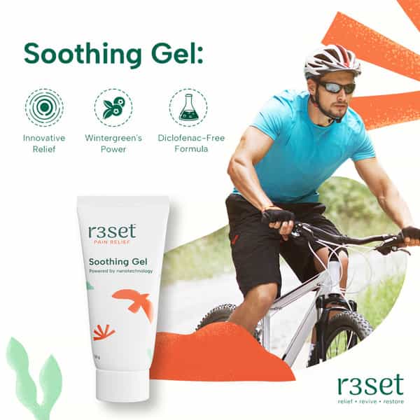 R3set Natural Pain Relief Soothing Gel | Best For Muscle Back Knee Neck Nerve Joint Pain - 50Gm