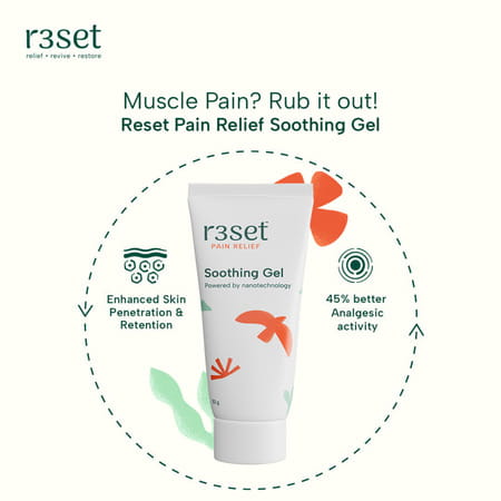 R3set Natural Pain Relief Soothing Gel | Best For Muscle Back Knee Neck Nerve Joint Pain - 50gm