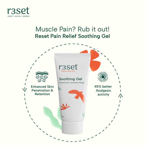 R3set Natural Pain Relief Soothing Gel | Best For Muscle Back Knee Neck Nerve Joint Pain - 50Gm