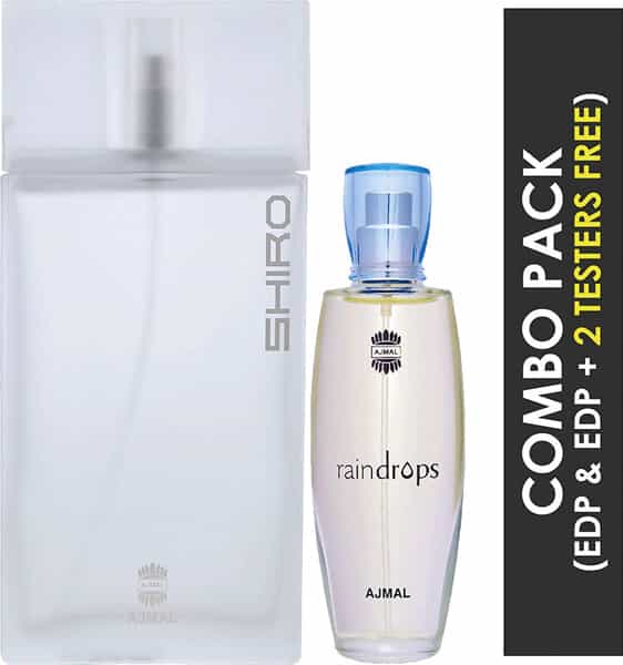 Ajmal Shiro Eau De Parfum 90Ml Perfume For Men And Raindrops Eau De Parfum 50Ml Perfume For Women