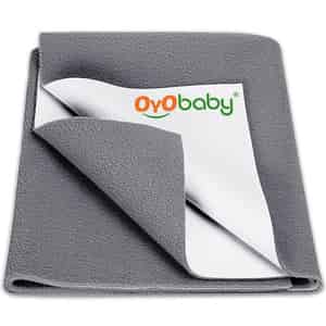 Oyo Baby Waterproof Bed Protector Baby Dry Sheet Large Grey (100 Cm X 140 Cm)