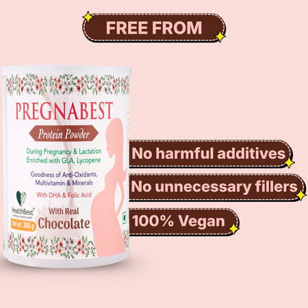 Healthbest Pregnabest Protein Powder For Women|Prenatal Pregnancy & Lactation-(Chocolate)-300gm