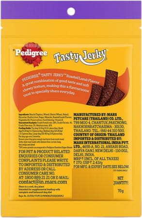 Pedigree Tasty Jerky Roasted Lamb Flavour Dog Treat | Jerky-Style Treats For Bonding