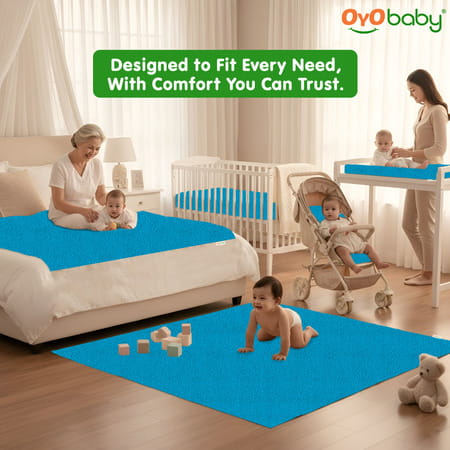 Oyo Baby Waterproof Bed Protector Baby Dry Sheet Large Firoza (100 Cm X 140 Cm)