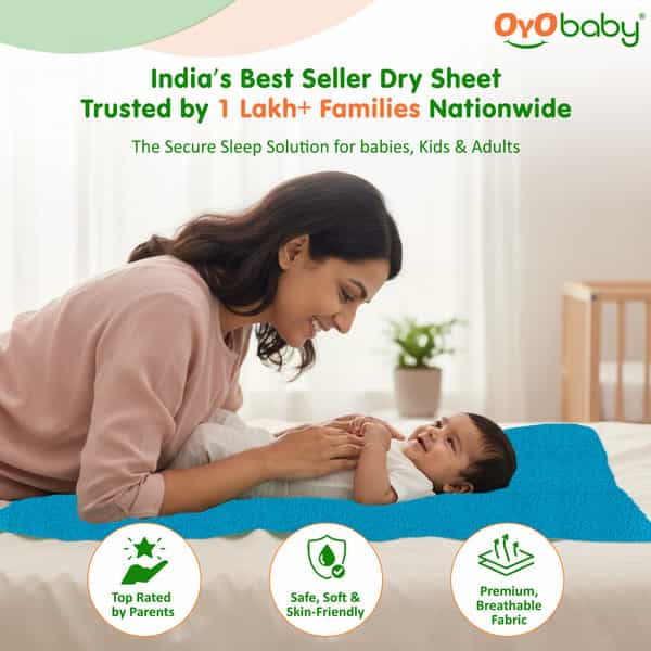Oyo Baby Waterproof Bed Protector Baby Dry Sheet Large Firoza (100 Cm X 140 Cm)
