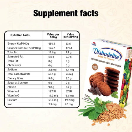 Quantum Naturals Diabodelite Cookies | Chocolate Flavour| Herbal & Natural | Pack Of 4