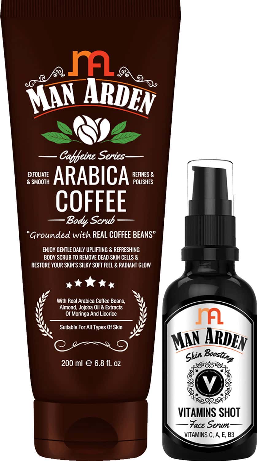 Man Arden Skin Care Combo -Arabica Coffee Body Scrub 200ml + Vitamins Shot Face Serum 30ml