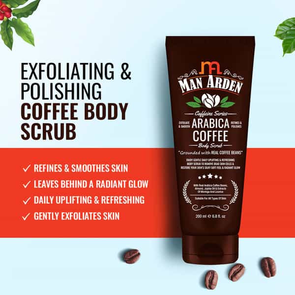 Man Arden Skin Care Combo -Arabica Coffee Body Scrub 200Ml + Vitamins Shot Face Serum 30Ml