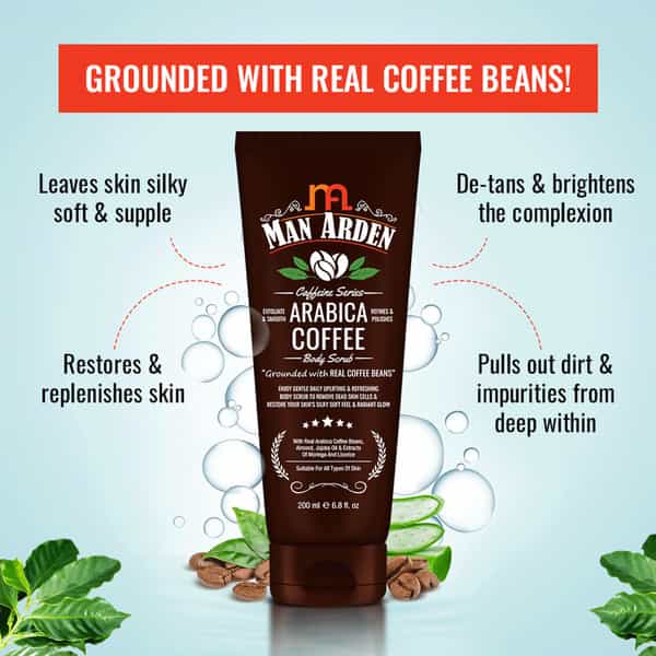 Man Arden Skin Care Combo -Arabica Coffee Body Scrub 200Ml + Vitamins Shot Face Serum 30Ml