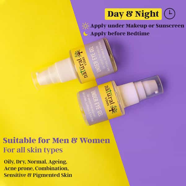 Natural Vibes Under Eye Gel Serum - Reduces Dark Circles & Puffiness | Brightens Skin (20Ml)