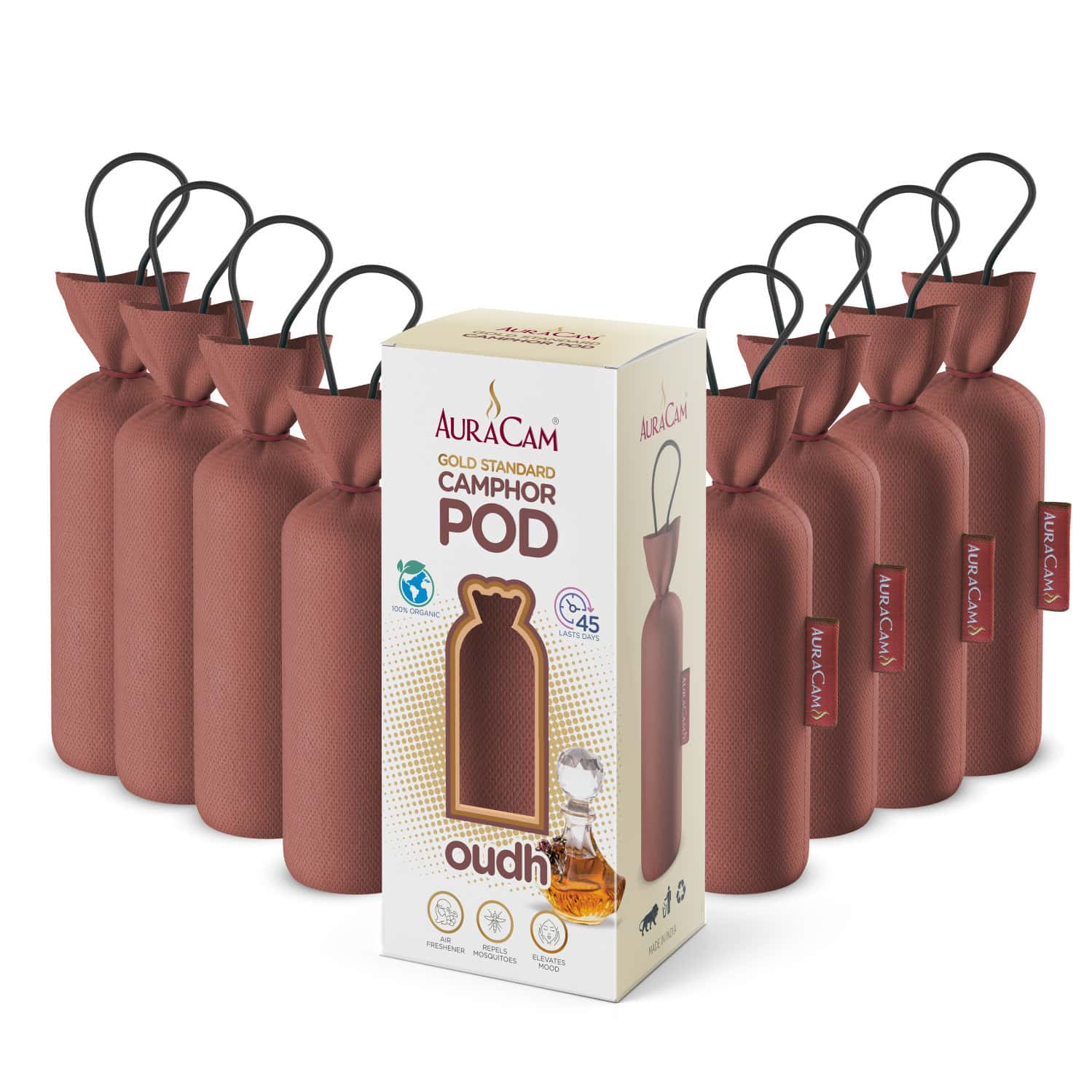 Auracam Gold Standard Camphor Pod Cone Oudh- Set Of 8