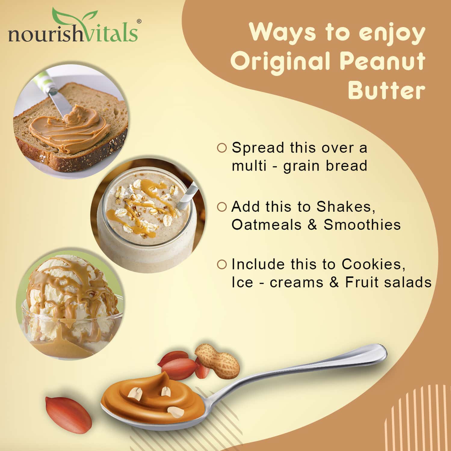 Buy NOURISHVITALS ORIGINAL PEANUT BUTTER (CREAMY) WITH OMEGA 3 FLAXSEED