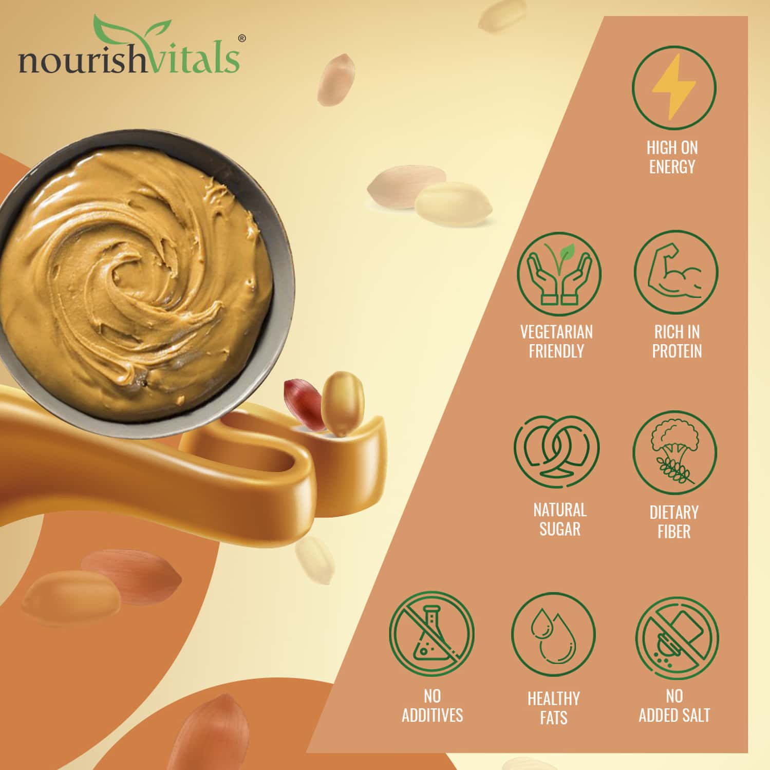 Buy NOURISHVITALS ORIGINAL PEANUT BUTTER (CREAMY) WITH OMEGA 3 FLAXSEED